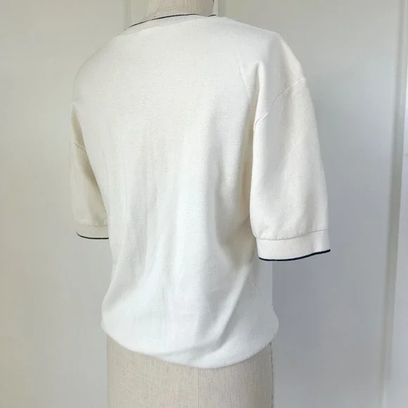 Aileen Petites Vintage Striped Sailor Top XS Short Sleeve Casual Fisherman - Picture 5 of 8